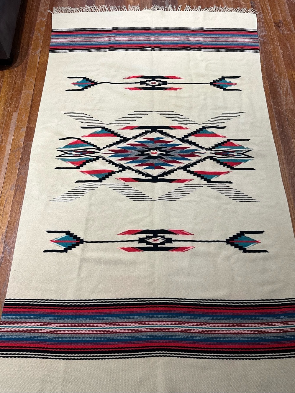 Vintage 1940s Chimayo Blanket Rug 86x42